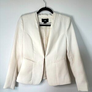 H&M, Blazer, White/Cream, Size 8